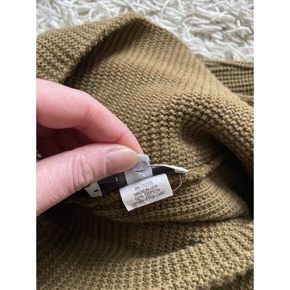 Margaret Winters Sweater Knit Brown Taupe Cotton Medium Cowl Neck Front Pocket - Picture 11 of 12